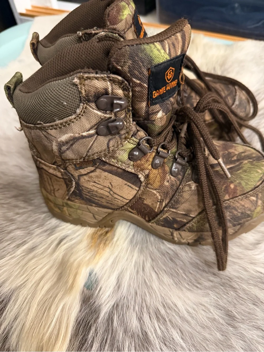 Game Winner Kids' Camo Hiking Boots - Brown/Green